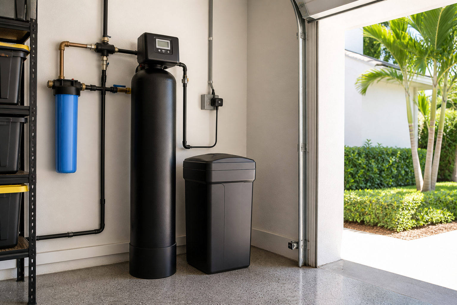 Trueflow Water whole-home system professionally installed in a Sacramento-area garage