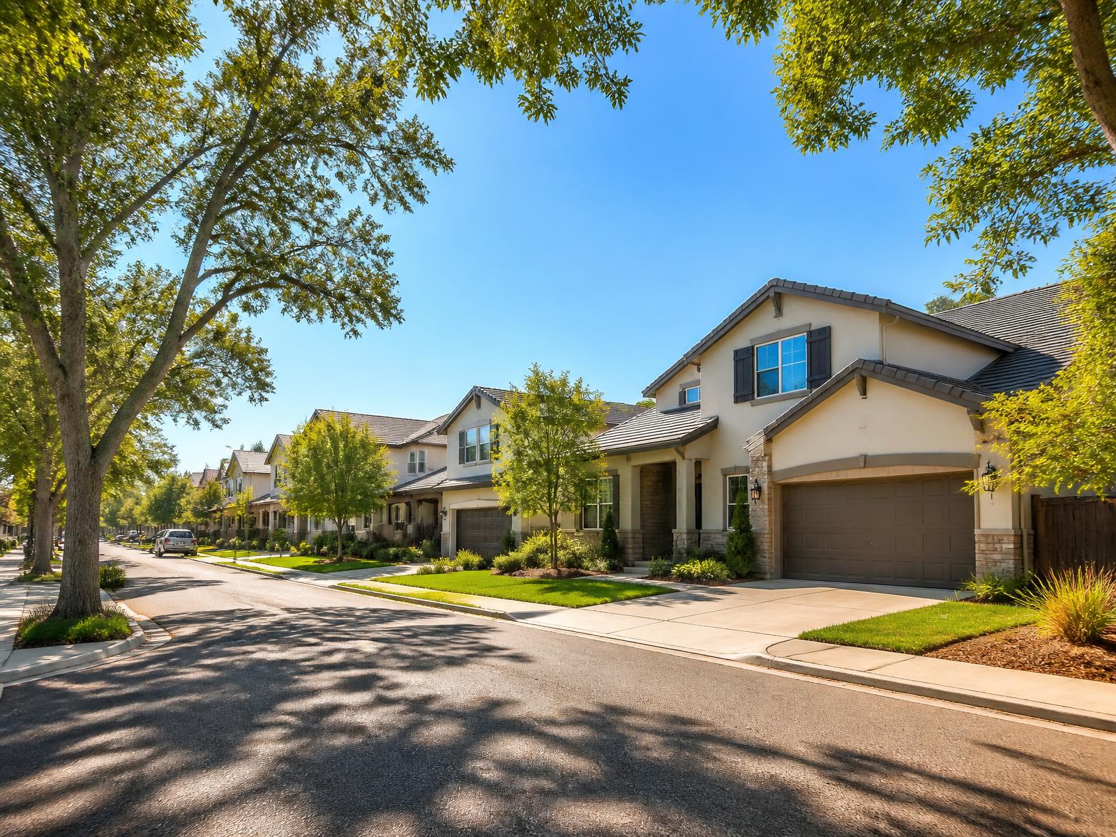 Sacramento-area neighborhood with modern single-family homes